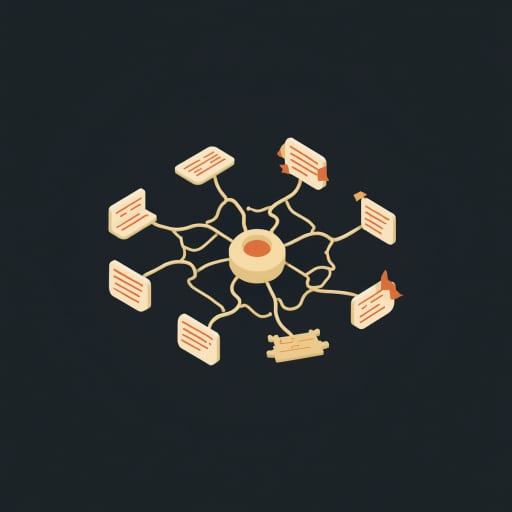 Hub-and-spoke diagram showing a central manager brief with handoff cards radiating outward.