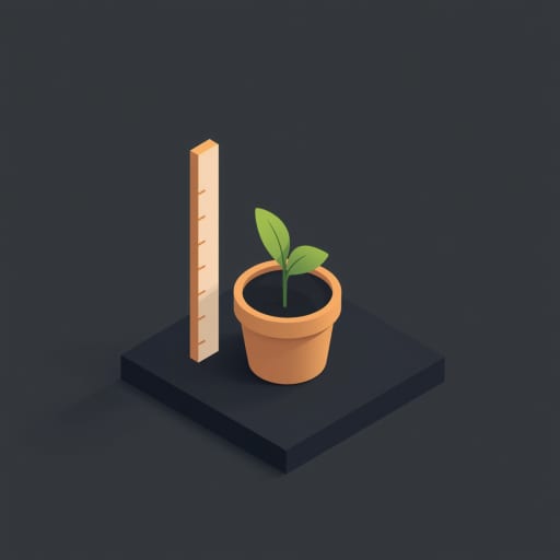 Seedling in a pot beside a ruler, a pilot growth metaphor for area-level review patterns.